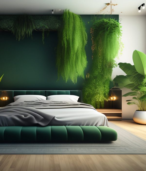 bedroom-with-green-wall-plants