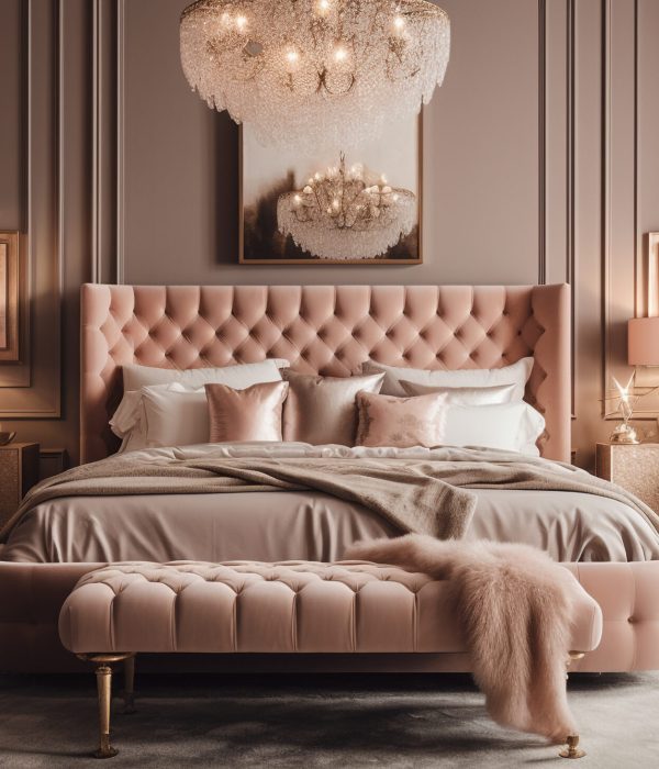 Luxury bedroom with modern design and elegance generated by artificial intelligence